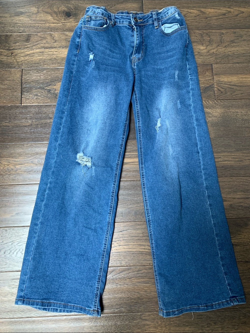 Forever 21 Kids Stylish Distressed High-Rise Wide Leg Jeans. Pre-Owned. Sz.13/14